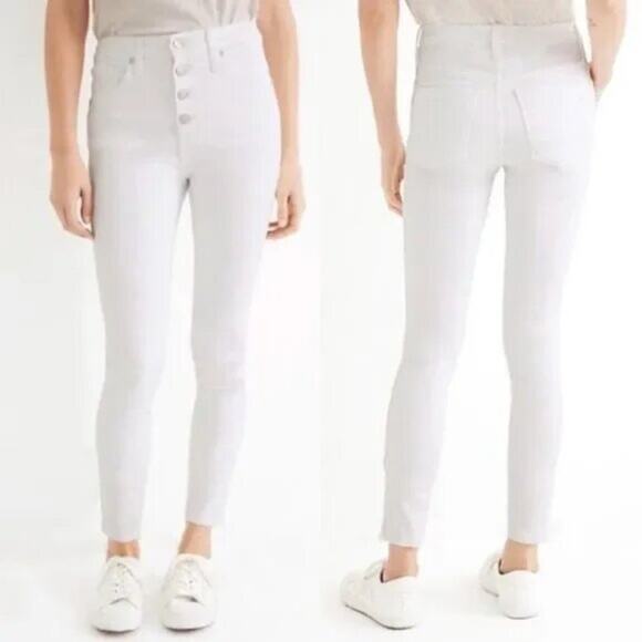 Madewell 10" High-Rise Skinny Crop Jeans in Pure White: Button-Front Edition - Picture 1 of 15